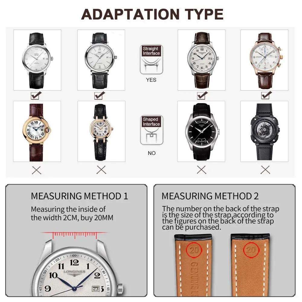 Ремешок для часов из мягкой телячьей натуральной кожи кожаный браслет наручных