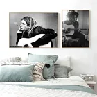 Постер Курта Кобейна для рок-музыки, певицы, Звездный браслет, Настенная картина, черный и белый холст, картина, домашний декор