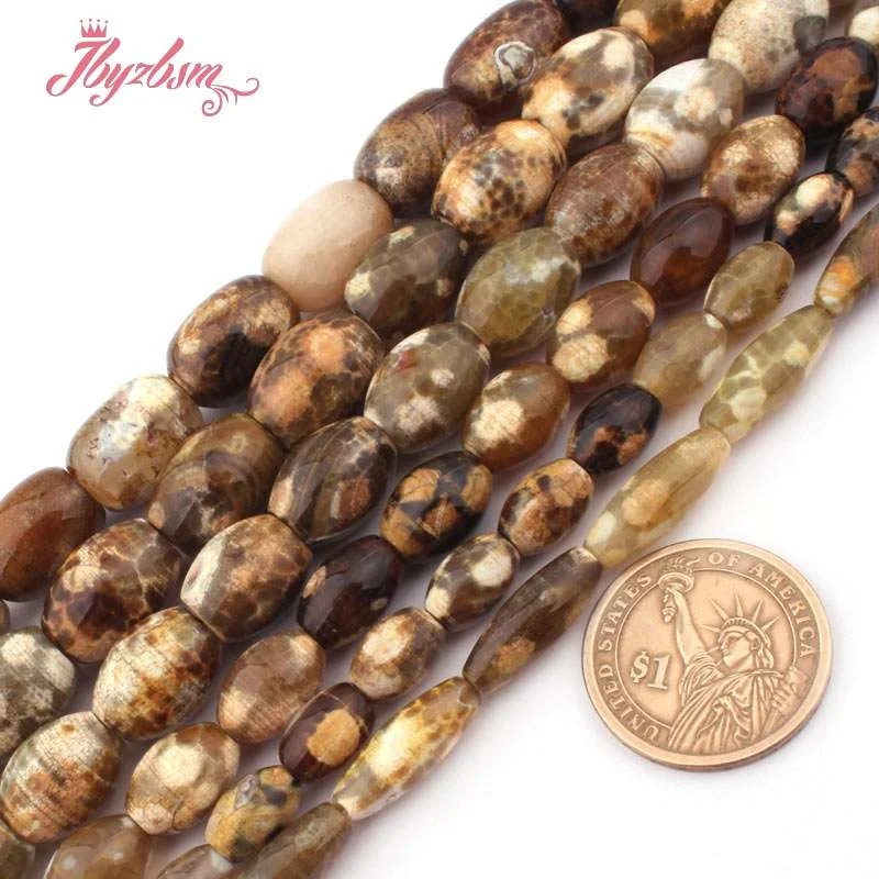 Olivary Brown Agates Natural Stone Loose Spacer Beads for DIY Accessories Women Men Necklace Bracelets Jewelry Making 15&quot | Украшения и