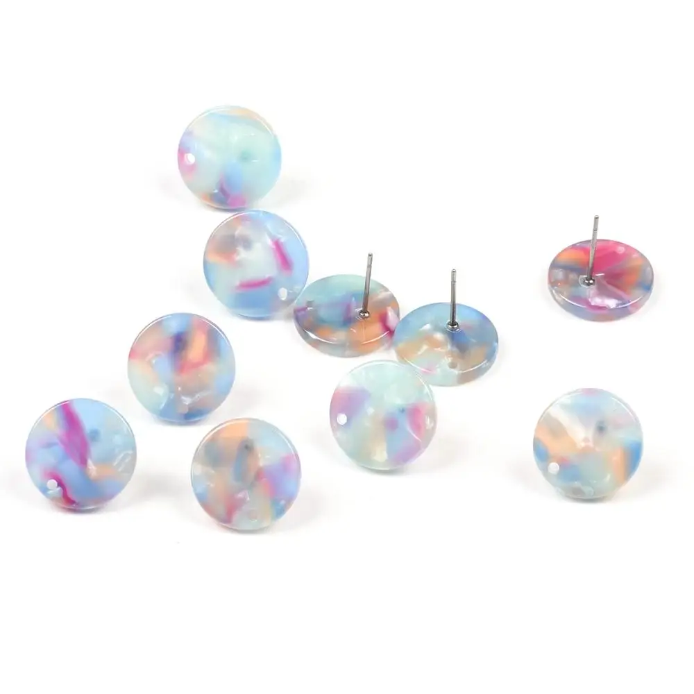 New Fashion Tortoise Shell Stud Earrings Acetate Acrylic Earring for Women Round Circle Studs Boho Ohrringe findings 15mm | Украшения и
