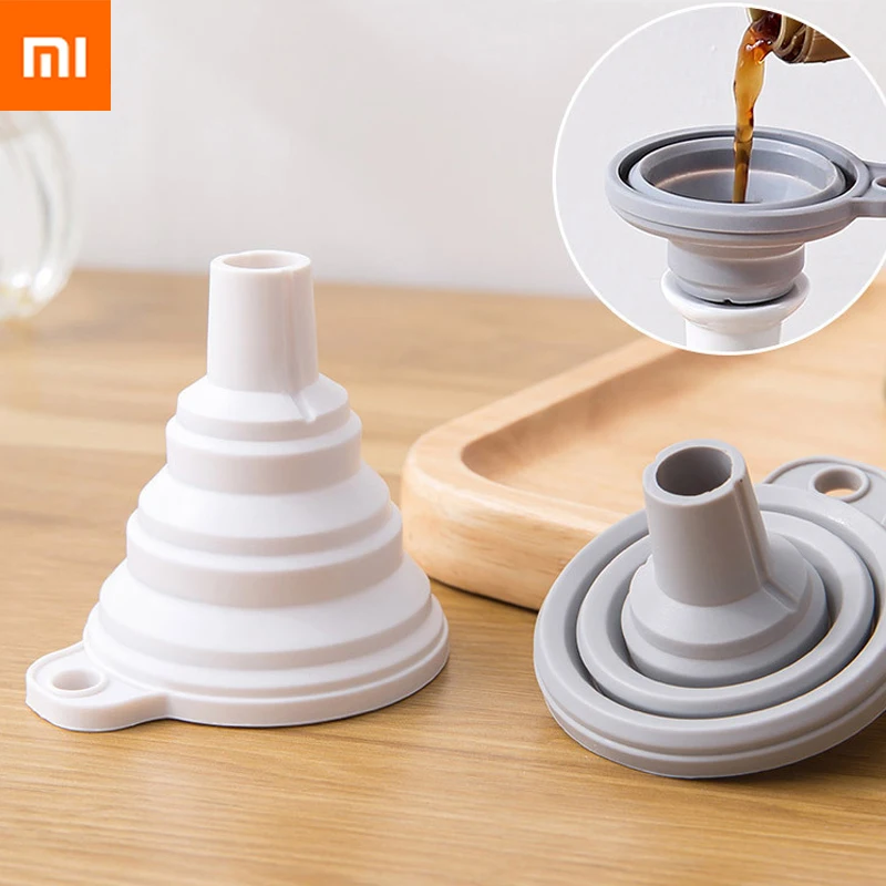

1/2PCS Xiaomi Quality Silicone Folding Telescopic Long Neck Funnel Household Liquid Dispensing Portable Funnel Kitchen Tools