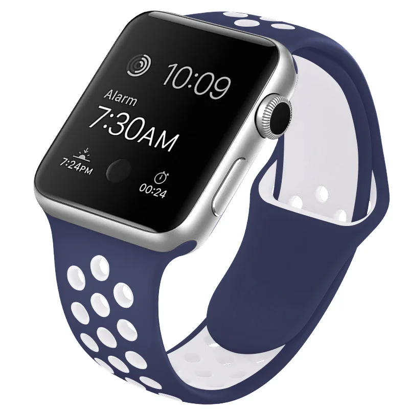 

Rubber Strap For Apple Watch Band 44mm 42mm For correa smart apple watch 40mm Silicone Bracelet montre homme iWatch 5 SE 6 38mm