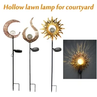hollow led solar garden light ip65 waterproof outdoor lighting iron projection light pathway lights decorative lawn yard lamp