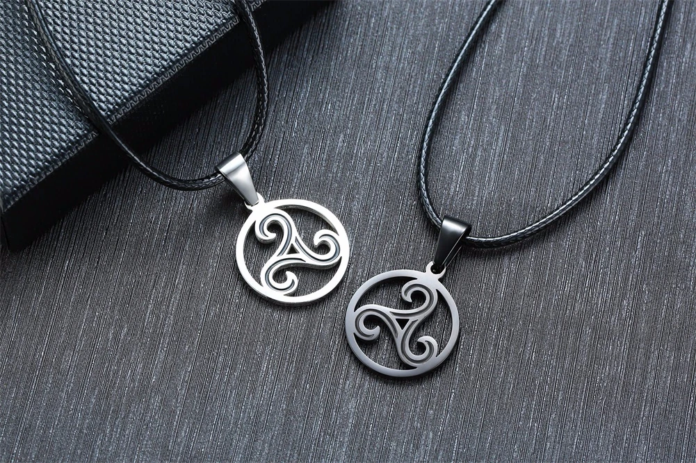 Серебряное ожерелье Triskelion с тройной спиральной подвеской, ожерелье из нержавеющей стали Bbc Renaissance, ювелирные изделия унисекс
