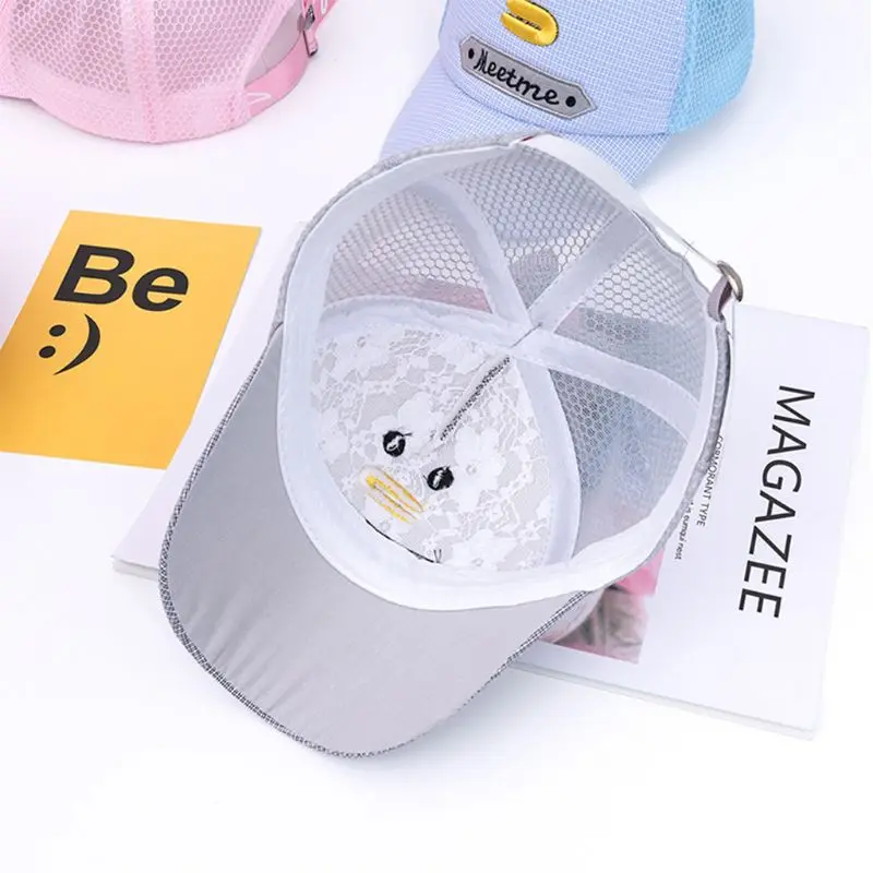 Детская летняя Милая бейсбольная кепка с вышитым рисунком утки сетчатая