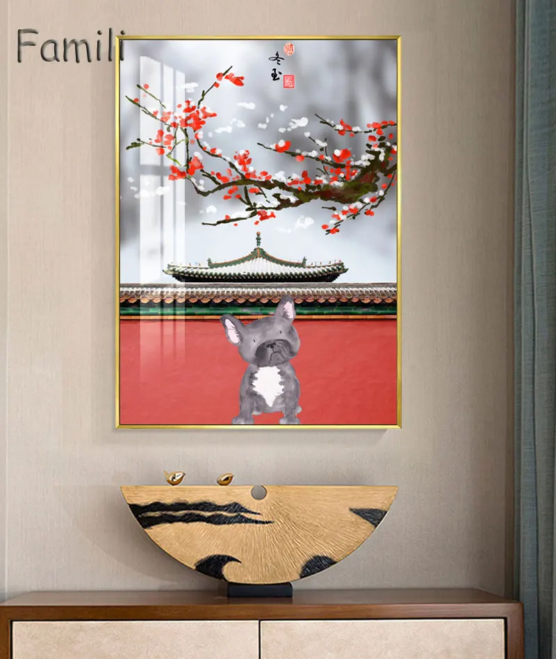 Китайский красный дворцовый настенный художественный холст картина Принт