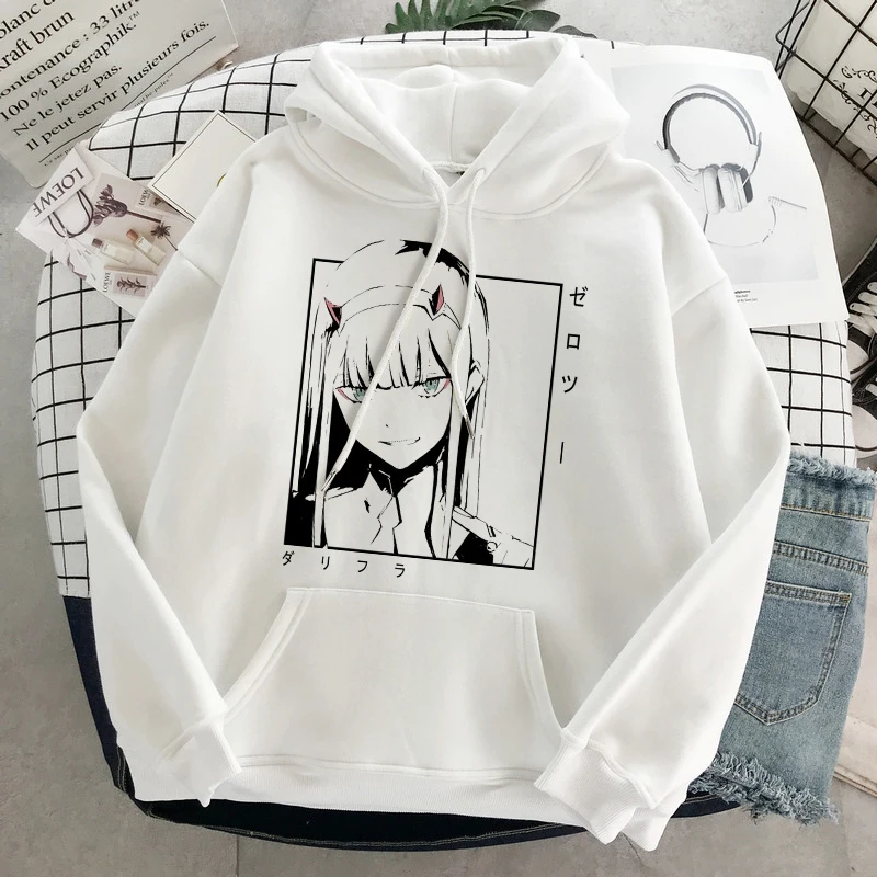 

Black Comics Zero Two Anime Hoodie Winter Clothes Women DARLING In The FRANXX Streetwear Long Sleeve 2021 Harajuku Sweatshirt