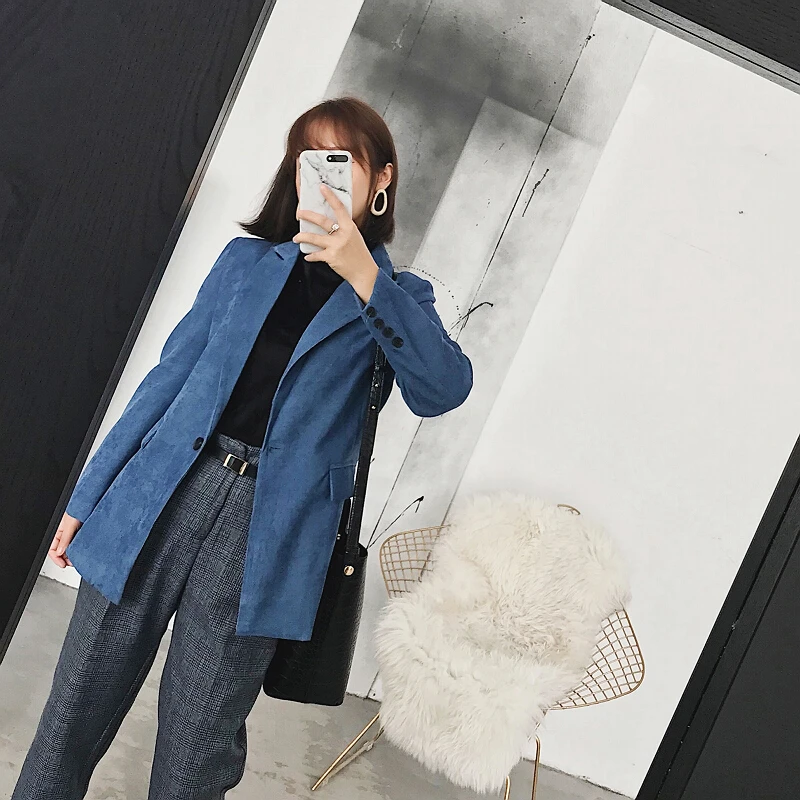 women blazers and jackets Corduroy suit jacket Women's autumn winter new slim Women's casual suit Corduroy long blazer feminino