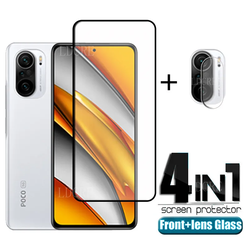 Cristal de cobertura completa para Xiaomi Poco F3, pel&iacute;cula de vidrio templado HD, Protector de pantalla para Poco F3, cristal de lente-0