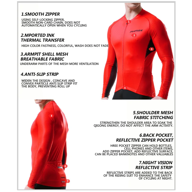 PHMAX полиэстер мужской Pro Джерси Майо для велоспорта Ropa Ciclismo MTB велосипед одежда с длинными рукавами гонки на велосипедах велосипедные костюмы
