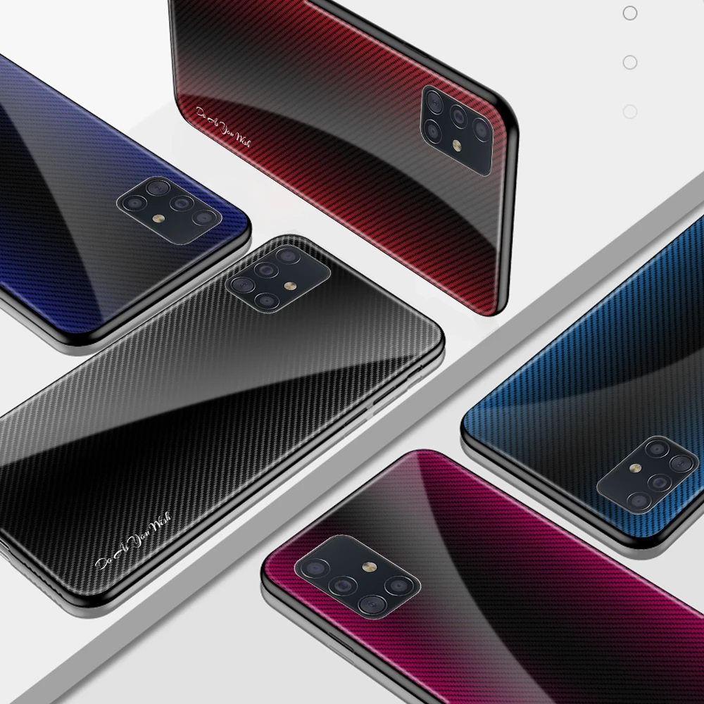 Tempered Glass Case For Samsung Galaxy A51 A71 A50 A50s Gradient Texture Back Cover For Samsung A 72 52 A 32 22 A21s A20 A71 A51