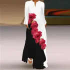 Женское платье с цветочным принтом, V-образным вырезом