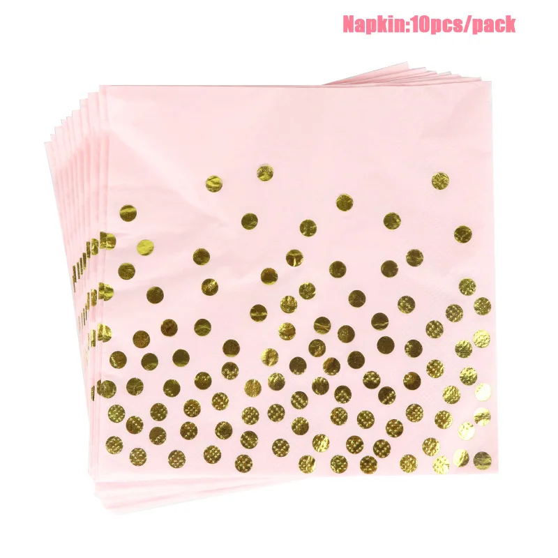 LINVIERLOVE розовый Золотой горошек одноразовая посуда бумажные чашки пластины
