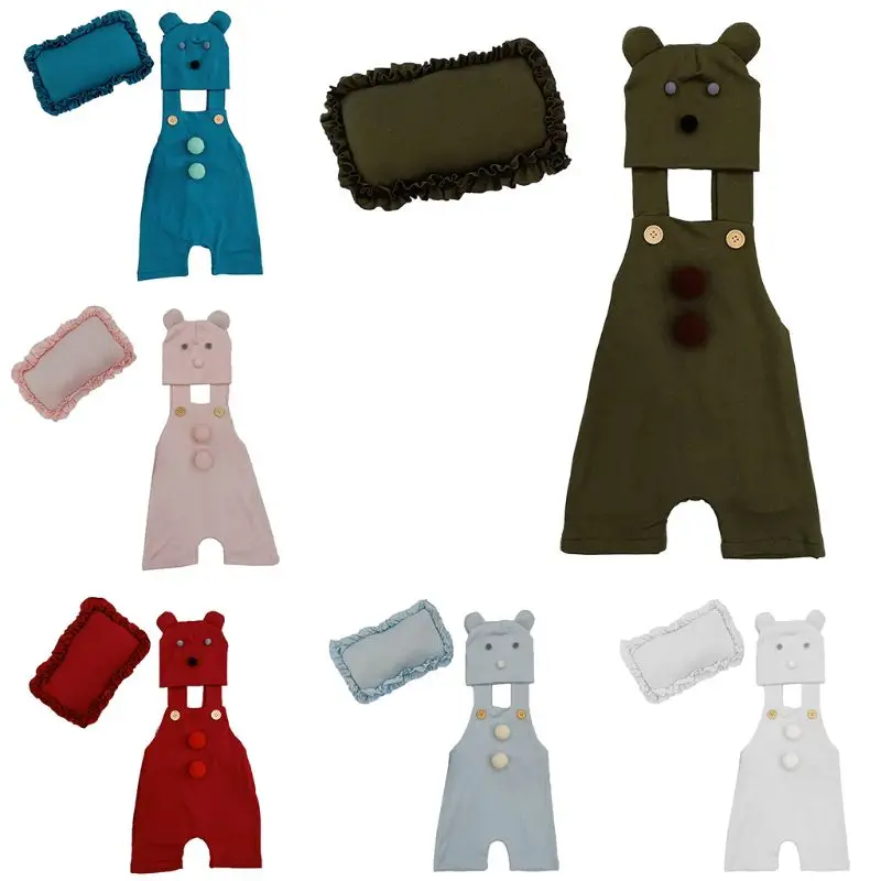 

3Pcs/Set Newborn Photography Props Baby Hat Romper Pillow Infant Toddler Outfits Costume Clothes