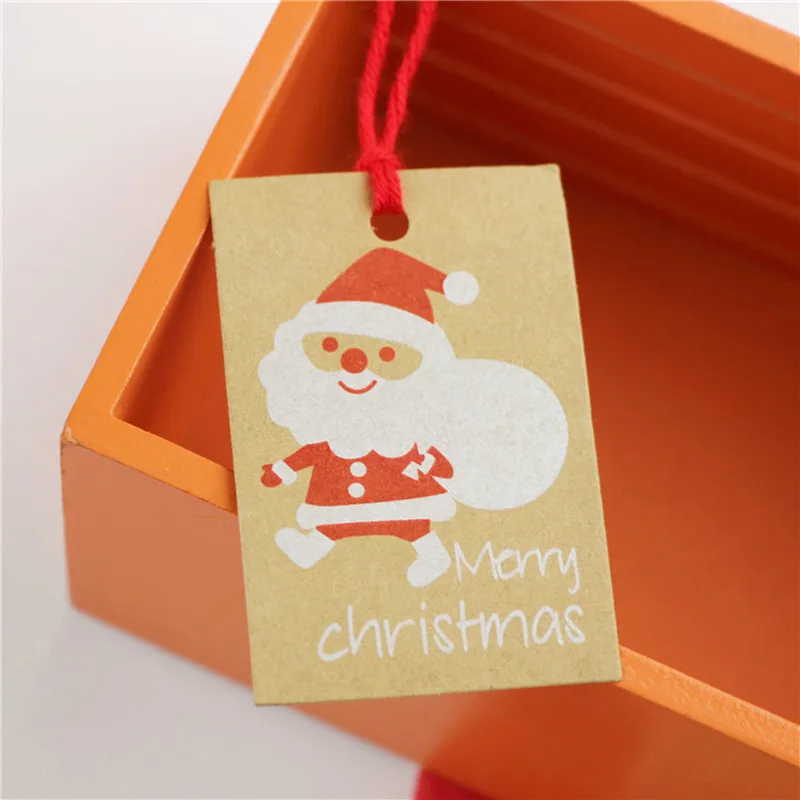 50 шт. Счастливого Рождества бумажные бирки Подарочная упаковка DIY ярлык для