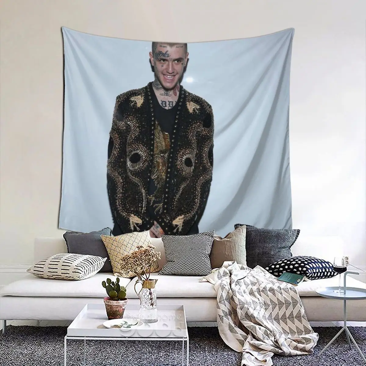 

Lils Peeps 24 Tapestry Hip Hop Singer Tapestry Wall Bedspread aesthetic Psychedelic Decor Blanket For Bedroom Dorm