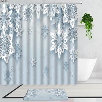 european style 3d three dimensional flowers shower curtains simple art decoration bathroom curtain set non slip bath mats carpet