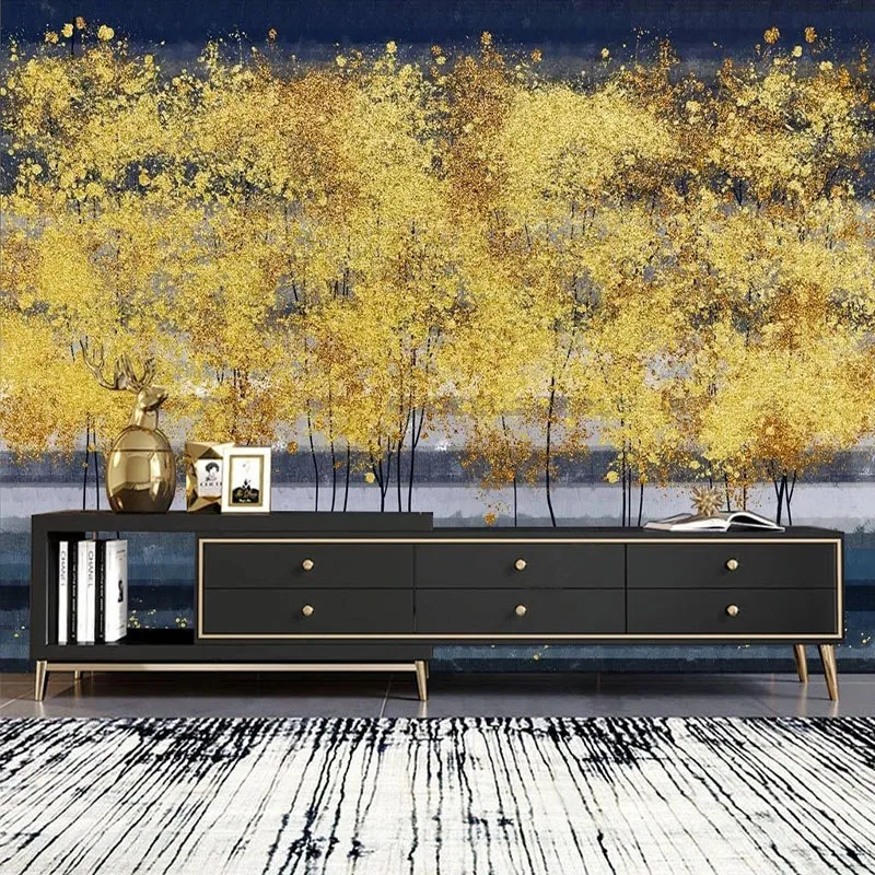 

Настенные обои на заказ, современные светлые обои ручной росписи, роскошный 3D фон с золотым деревом, настенная роспись, гостиная, спальня, 3D ...