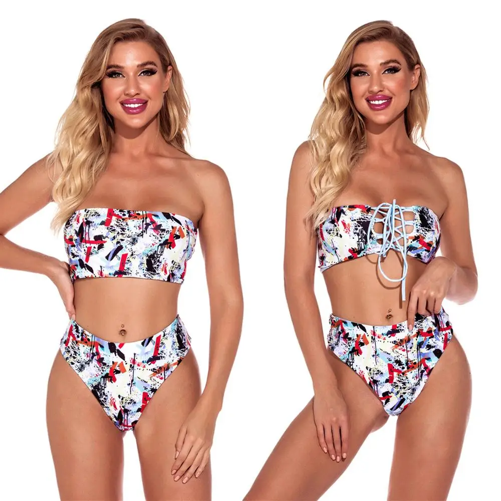 

Women‘s Sexy Bandage Strapless Two-piece Bikini set swimsuit biquini bikinis mujer swimwear Brazilian Bather Bathing Suit Swim