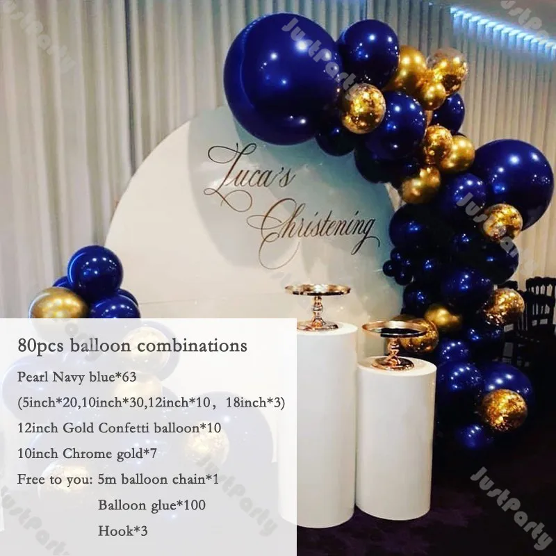 DIY Wedding Decoration Navy Blue Balloons Garland Arch Chrome Gold Confetti White Sage Green Party Balloon Gender Reveal Decor | Дом и сад