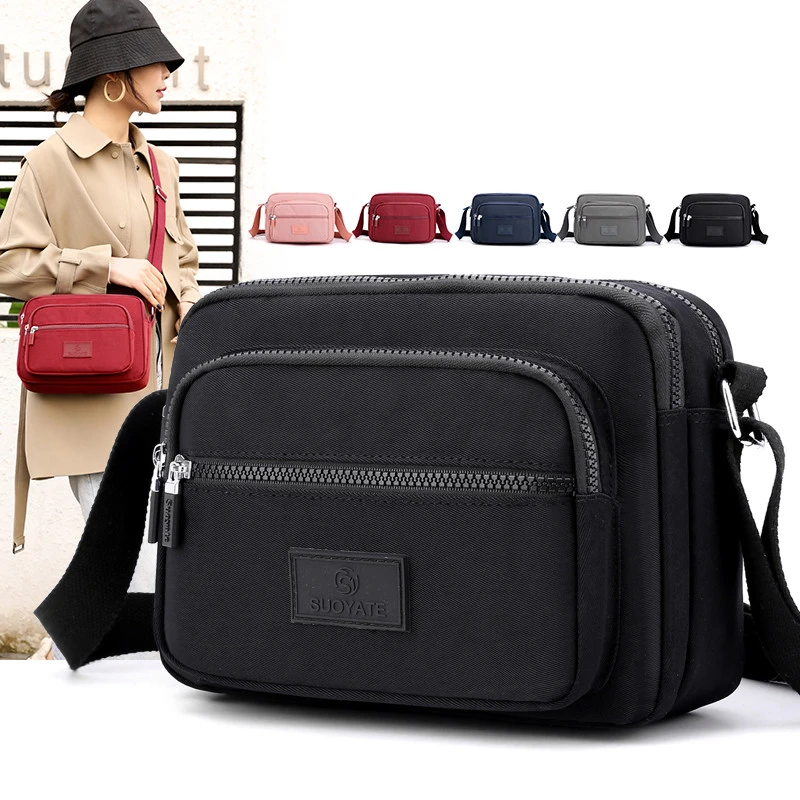 

Small Nylon Shoulder Bag Waterproof 2021 Fashion Solid Color Messenger Bags Soft Multi-pocket Travel Bolsa Feminina Sac A Main