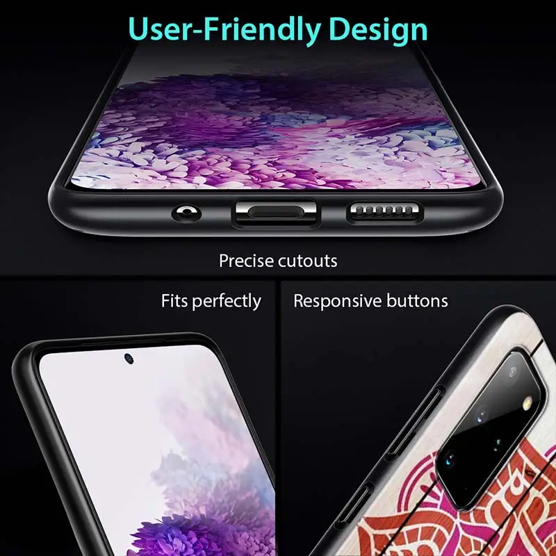 

Floral Mandala Vintage for Samsung Note 20 S20 Ultra Plus A91 A71 A51 A41 A31 A21 A21S A11 A01 Bright Black Phone Case