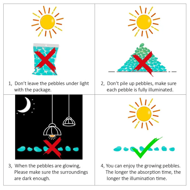 

100pcs Luminous Stone Glow In Dark Garden Pebbles Glow Stones for Outdoor Lawn Walkways Home Decoration Pebbles Fish Tank Rocks