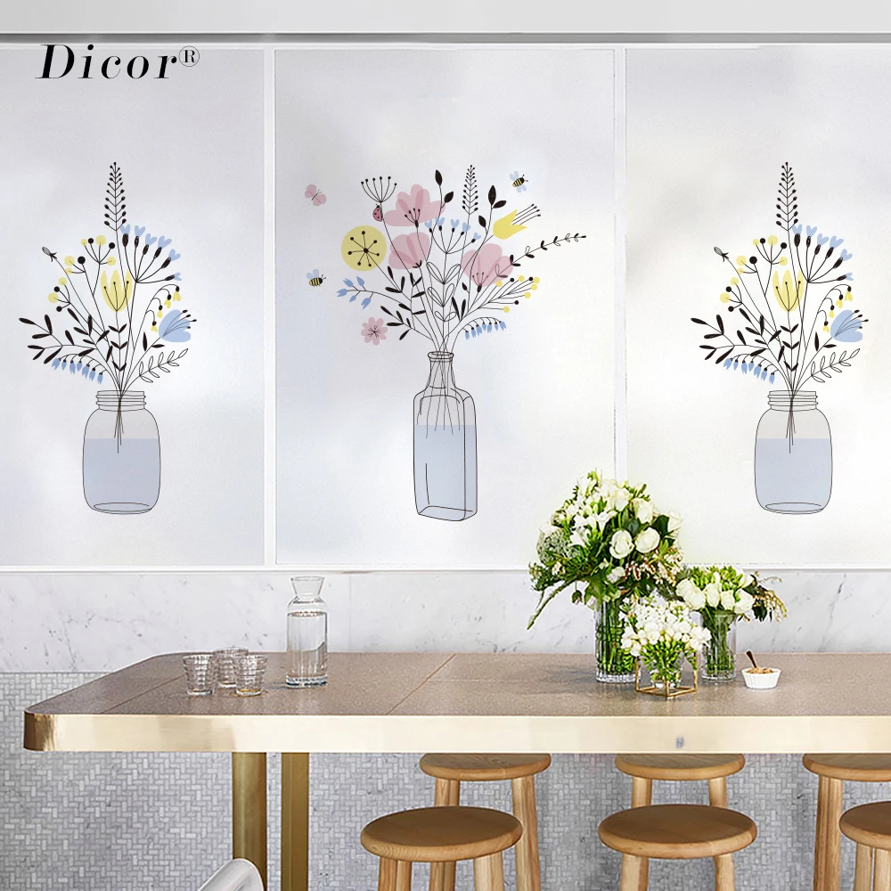 DICOR витражная плёнка на стекла окна цветочное искусство статическое