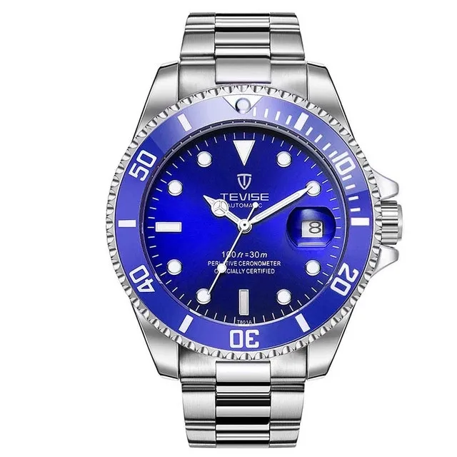 Silver blue Топ бренд Модные Роскошные мужские часы автоматические механические часы из нержавеющей стали с инструментом подарки Relogio Masculino Прямая поставка - Цвет: Silver blue