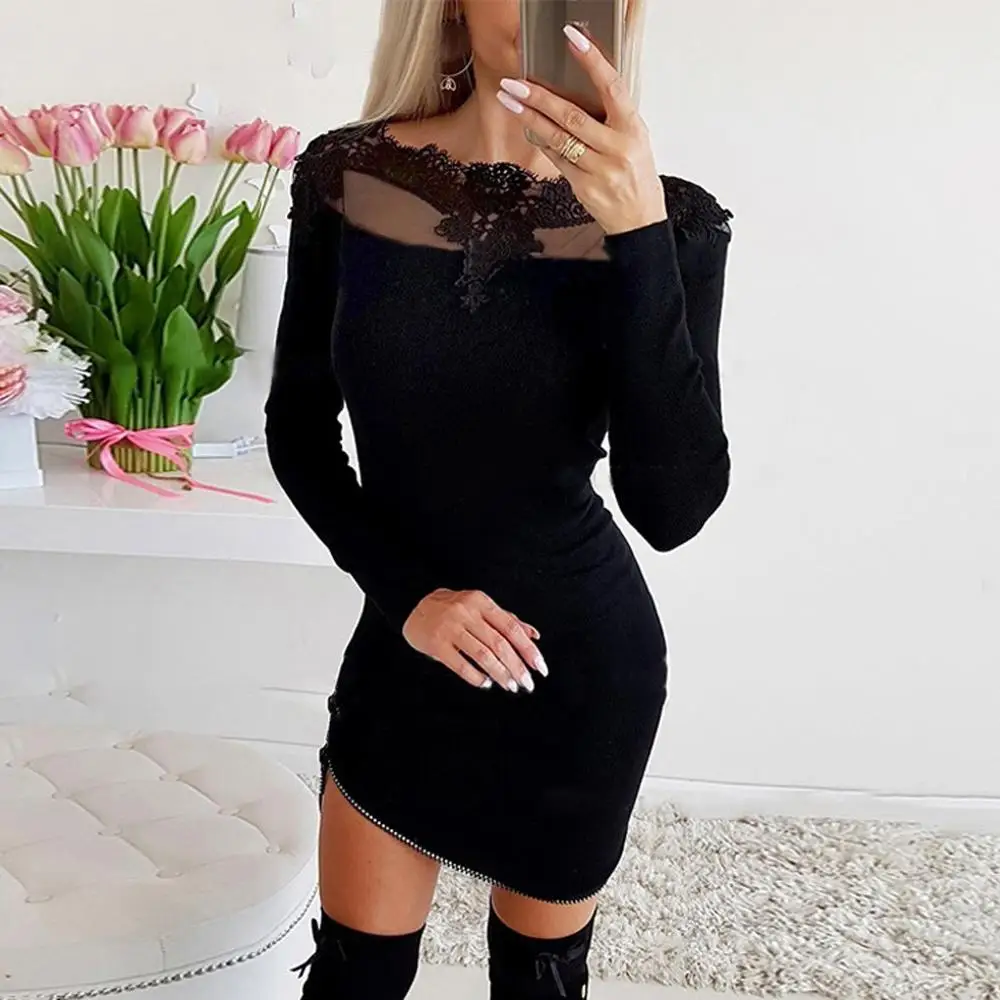 Сексуальные женские платья женская одежда кружевное Сетчатое платье без рукавов