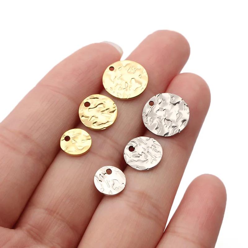 

50pcs Gold Round Hammered Disc Charms Stainless Steel Tags Charms Pendant For DIY Bracelet Necklace Jewelry Findings Making