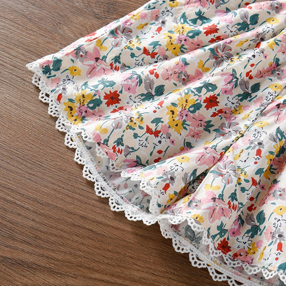 

2021 Summer New Baby Girl Sets Summer Clothes Sweet Floral Sling Top + High Waist Shorts Cotton Clothing For Children 2pcs Suit