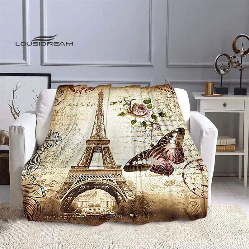 Одеяло с Эйфелевой башней модное Фланелевое покрывало рисунком пейзажа мягкое 3D