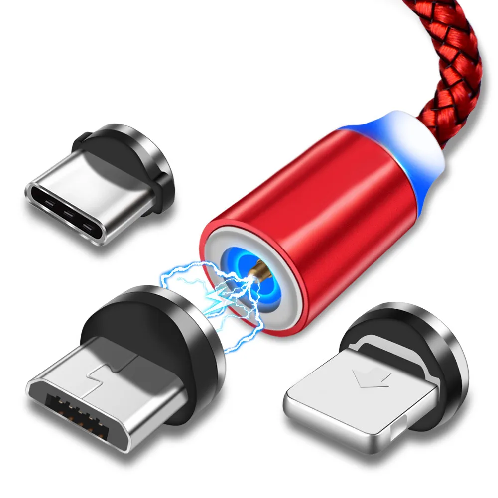 Магнитный Кабель с разъемом Micro USB Type-C кабель светодиодное освещение для iPhone Samsung