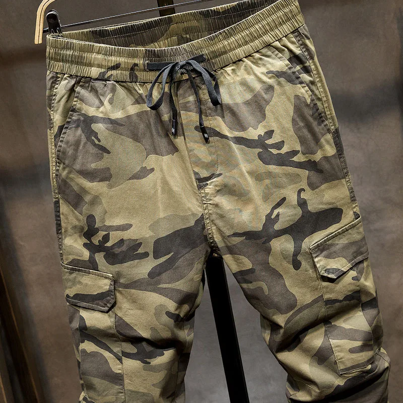 Брюки-Карандаш мужские камуфляжные облегающие штаны-карго до щиколотки модная