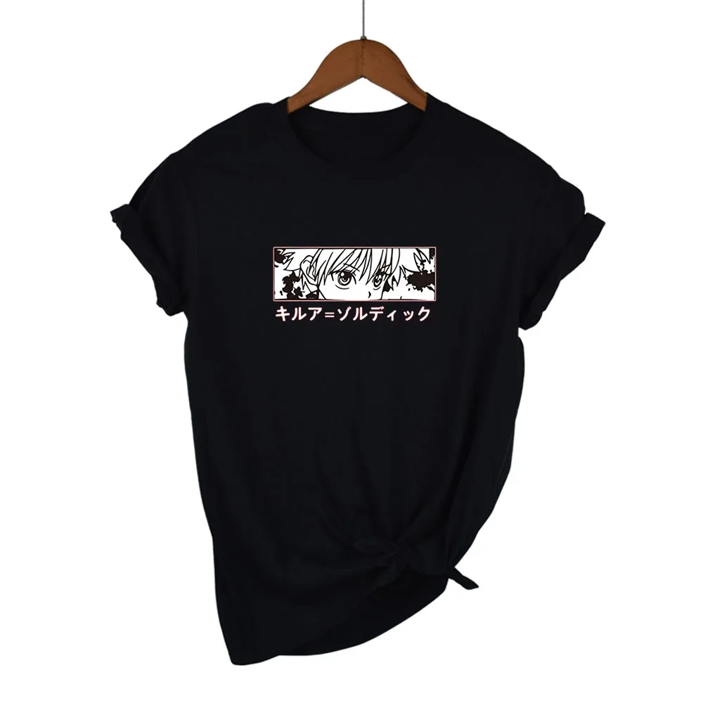 Hunter X Аниме женские футболки топы Killua Zoldyck Devil Eye Teeshirt Топы с коротким рукавом