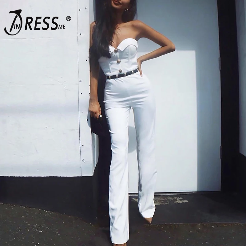 Комбинезон INDRESSME женский без бретелек пикантный Ромпер на пуговицах с V образным