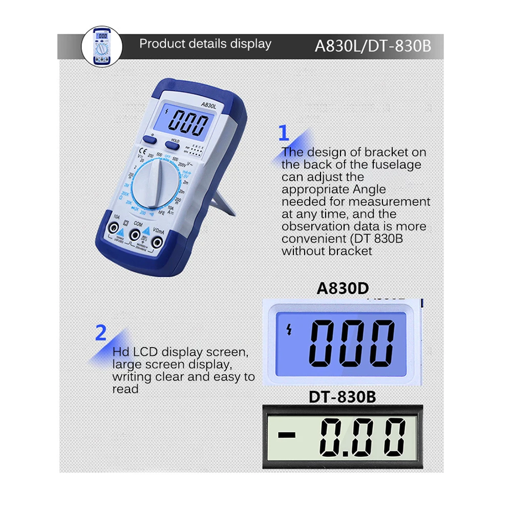 Цифровой мультиметр с ЖК дисплеем вольтметр амперметр постоянного и переменного