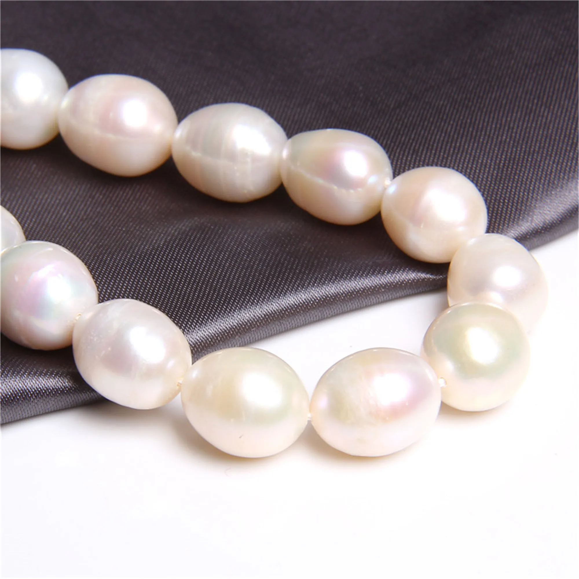 Высокое качество 11 12 мм большие белые бусы из натурального пресноводного жемчуга