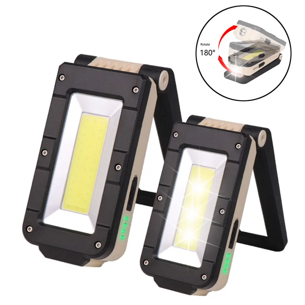 USB перезаряжаемая Рабочая лампа с индикатором мощности портативный светодиодный фонарик с магнитной основой для ремонта автомобиля аварийный свет