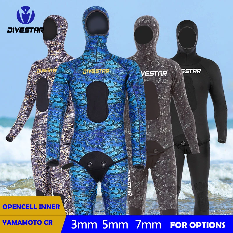 

3mm/5mm Diving Suit Latent Outdoor Camouflage Hunting Fish Suit Hooded Warm Split Scuba Diving Surfing Spearfishing Wetsuit