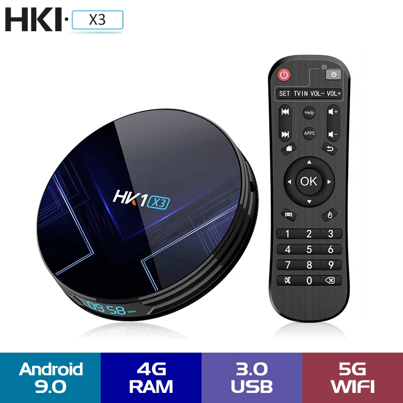 Смарт ТВ приставка HK1 X3 Android 9 0 поддержка Amlogic S905X3 4 Гб ОЗУ 128 ПЗУ 1000 м LAN 5G WIFI bluetooth 4K 8K