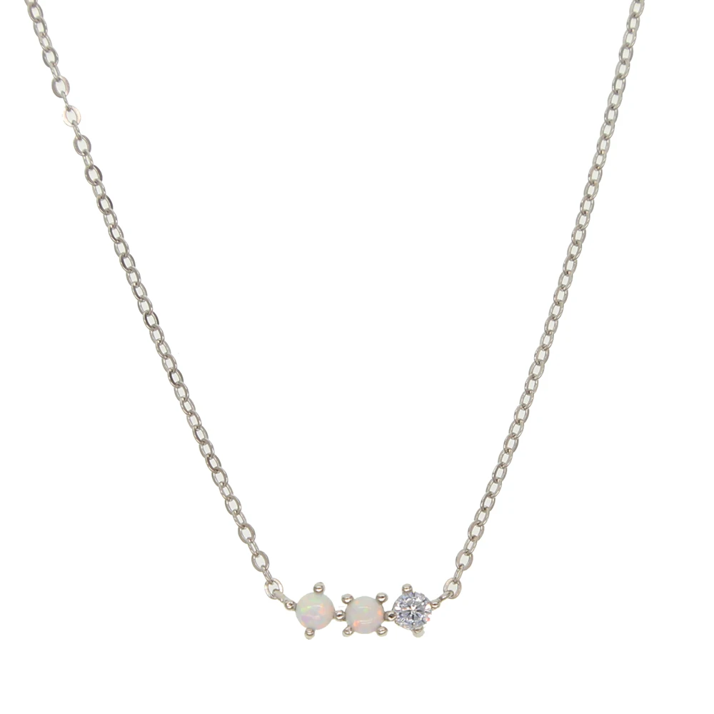 Delicate trendy couple opals paved cz choker necklaces 925 genuine silver collar necklace pendants women short chockers | Украшения и