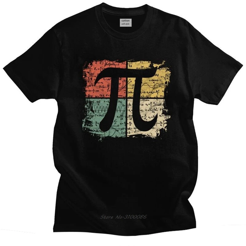 

Retro Square Pi Symbol Gift T Shirt Men Cotton Tshirt Leisure Tee Short Sleeves Math Equations Teacher Geek T-shirts Loose Fit