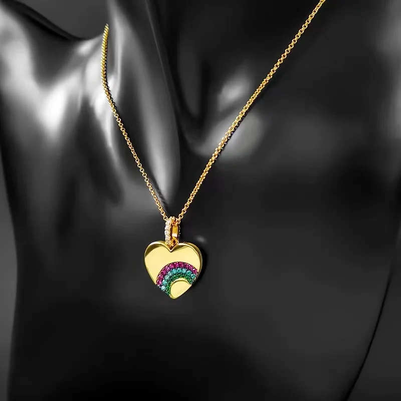 

S925 July 2021 New Sterling Silver Gold Heart Design Necklace summer women's fashion luxury brand jewelry