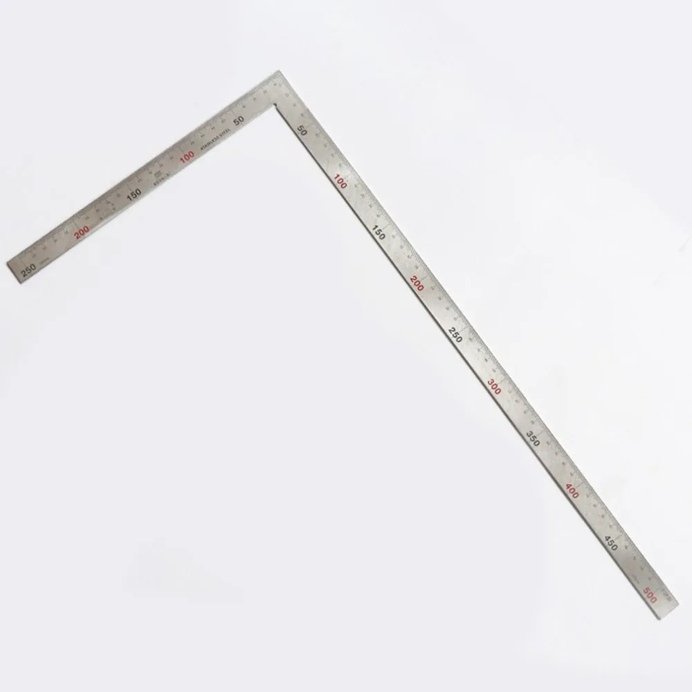 

500mm Stainless Steel 90 Degree Square Layout Tool L-Shaped Dual Angle Side Metric Ruler For Rafters Doors Stair Layouts