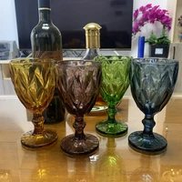 multicolor relief wine glasses 10oz drinking goblet set of 4 wedding banquet wine glass retro diamond champagne beverage cup