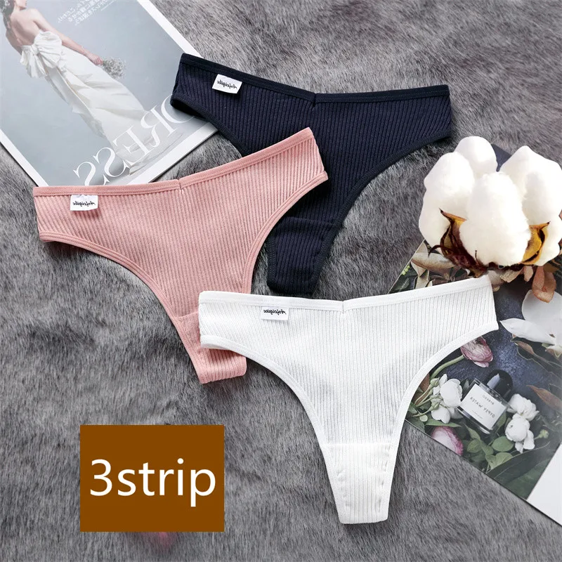 3 шт./упаковка женские хлопковые трусы-стринги | Женская одежда