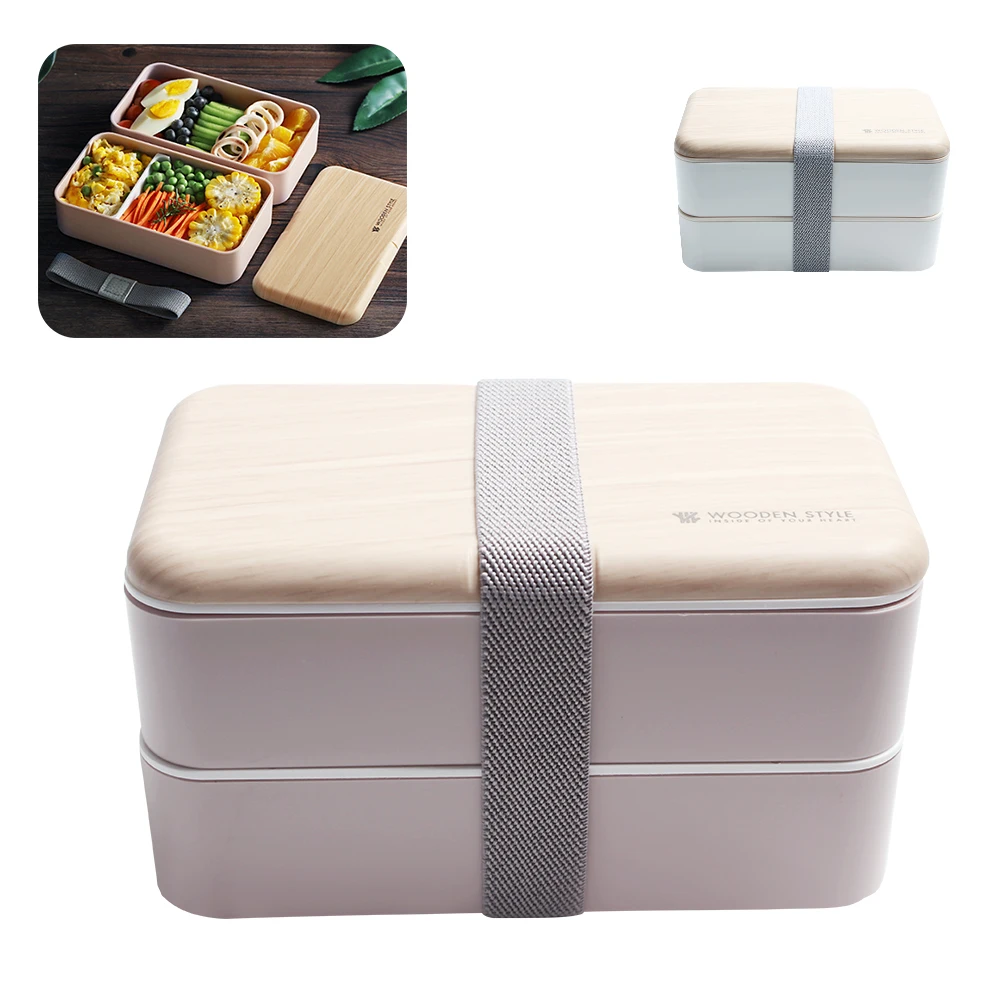 Двухслойный Ланч-бокс подходят для микроволновой печи контейнер еды уличный