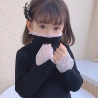 new spring winter baby girl casual sweater childrens knitted woolen kids lace long sleeve warm thicken turtleneck high quality